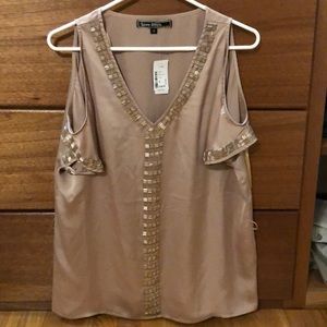 NWT Beaded Polyester Cold Shoulder Shirt